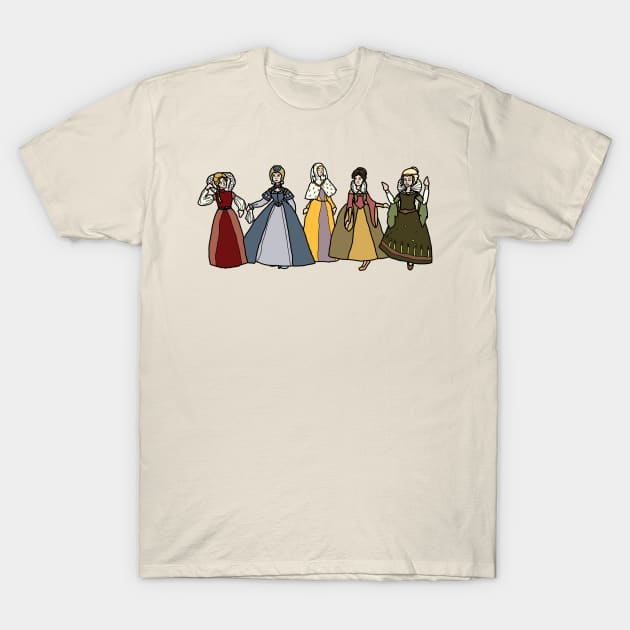 Five Tudor Ladies T-Shirt by LochNestFarm